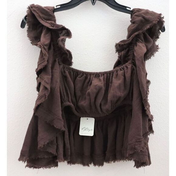 Free People OB1892831 Women Sz XS Coconut Shell Brown Make Waves Reversible Top - Picture 1 of 9